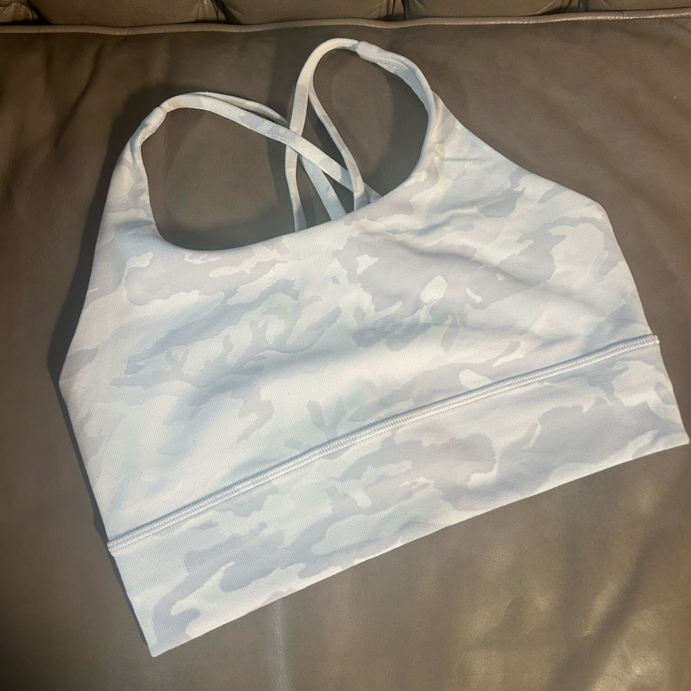 Lululemon 8 Energy Sports Bra Long Line Medium Support, B-D Cup EUC Alpine Camo